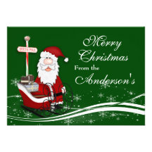 Santa & His Sleigh Christmas Greeting Card Custom Invitations