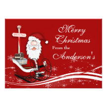 Santa & His Sleigh Christmas Greeting Card Custom Announcements