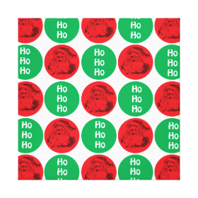 Santa Ho Ho Ho Red Green Circles Polka Dots Canvas Print