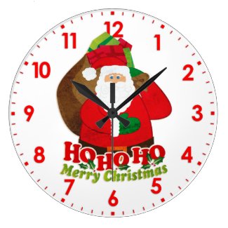 Santa ho ho ho snow graphic Christmas wall clock