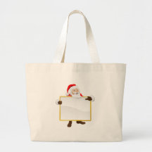 Santa holding Christmas sign and pointing Canvas Bag