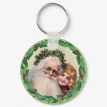 SANTA HOLLY GIRL by SHARON SHARPE keychains by sharonsharpe SANTA HOLLY GIRL by SHARON SHARPE keychains