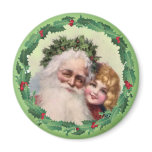 SANTA HOLLY & GIRL by SHARON SHARPE Refrigerator Magnets