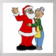 santa hugging mrs claus print