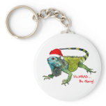 Santa Iguana Key Chain