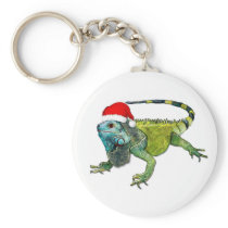 Santa Iguana Keychain