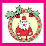 Santa in a Wreath Print