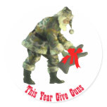 Santa in Camouflage Round Stickers