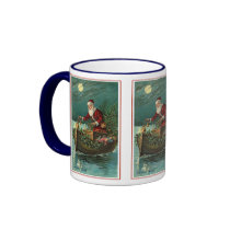 Santa in his Boat mugs by MyOtherPlanet Santa in his Boat mugs