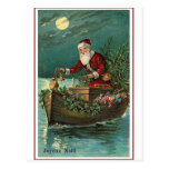 Santa in his Boat Postcard