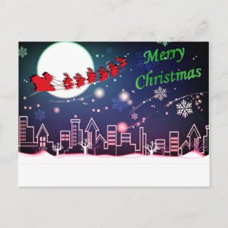Santa in the Night Sky Postcard postcard