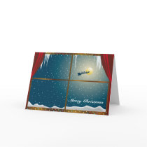 Santa in the Window Merry Christmas cards