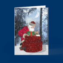 santa in woods cards