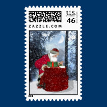 santa in woods stamps