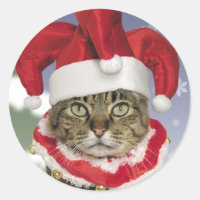 Santa Jester Cat Christmas Stickers