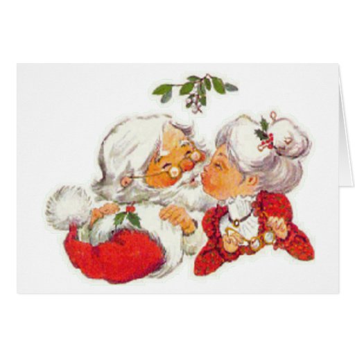 Santa Kissing Mrs Claus Greeting Card Zazzle