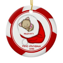 Santa Kitten Baby's First Christmas Ornament