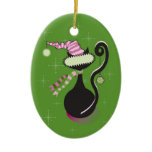 Santa Kitty Green Ornament ornaments