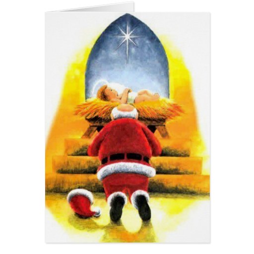 Kneeling Santa Christmas Cards 