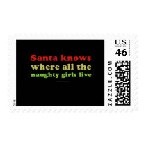Santa knows all the naughty girls postage