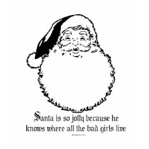 Santa knows where all the bad girls live t-shirts