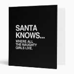 SANTA KNOWS WHERE ALL THE NAUGHTY GIRLS LIVE -.png 3 Ring Binders