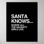 SANTA KNOWS WHERE ALL THE NAUGHTY GIRLS LIVE -.png Print