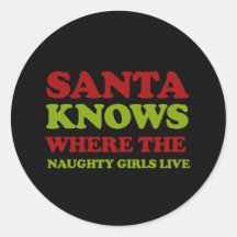 Santa knows where the girls live - stickers