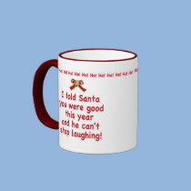 Santa Laughing Mug mugs