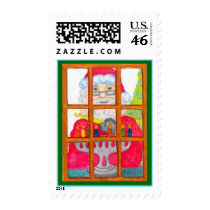 Santa Lighting Menorah Stamp by IArtist40 Santa Lighting Menorah Stamp