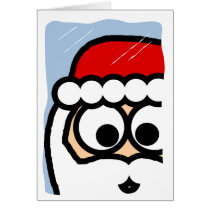 Santa looking in snowy window cards