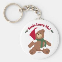 Santa Loves Me! Christmas Teddy Bear Key Chain