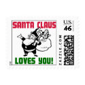 SANTA LOVES YOU Postage Stamps by birdbraindesigns SANTA LOVES YOU Postage Stamps