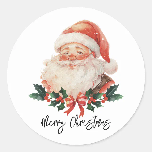 Santa Merry Christmas Classic Round Sticker Zazzle