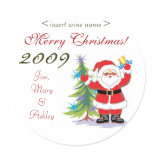 Santa Merry Christmas Personalized Wine Labels Sticker
