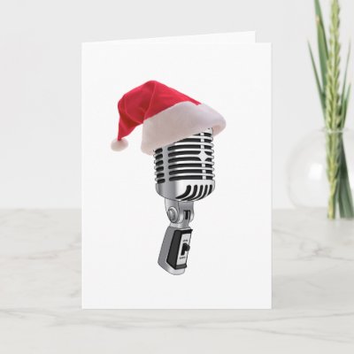 santa microphone greeting cards