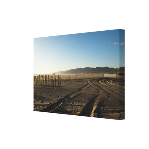 Santa Monica Beach - Mark in the Sand Stretched Canvas Prints