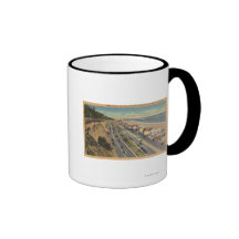 Santa Monica, CA - Beach Scene Along Palisades Coffee Mugs