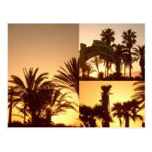 Santa Monica Sunset Collage Postcard