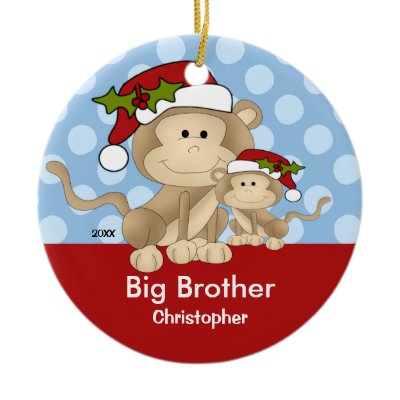 Santa Monkey Big Brother Christmas Ornament