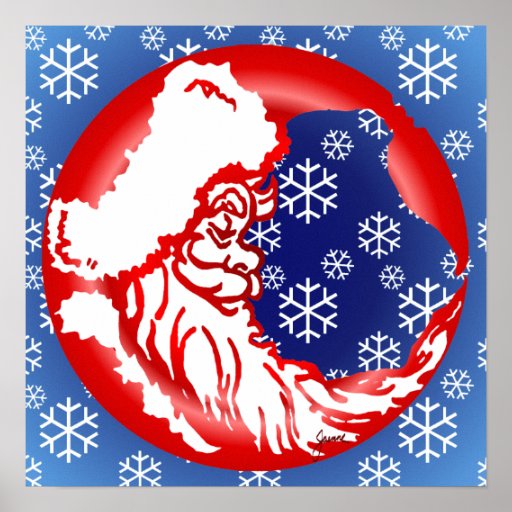 Santa Moon Snowy Print