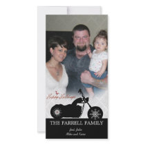 Santa Motorcycle & Snowflakes Holiday Photo Card