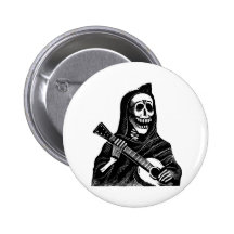 Santa Muerte with Guitar circa early 1900s Pinback Button