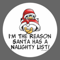 Santa Naughty List Round Stickers