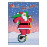 Santa on a Unicycle Holiday Card