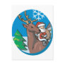 Santa on his raindeer with snow falling postcards