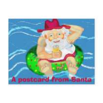 Santa on holidays postcards