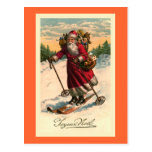 "Santa on Skis" Vintage French Card Post Card