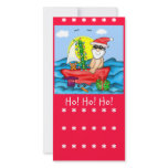 Santa on Vacation with Snow Buddy Book Mark Custom Photo Card
