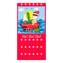 Santa on Vacation with Snow Buddy Book Mark Custom Photo Card